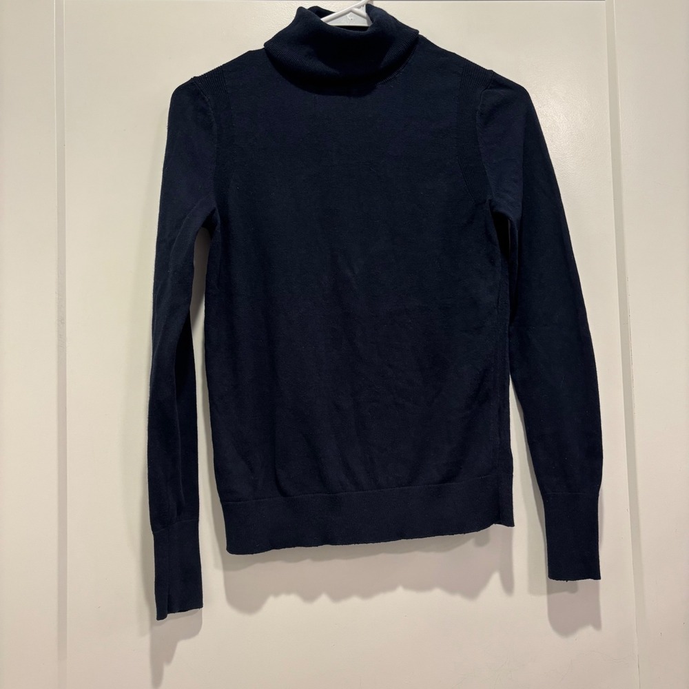 Banana Republic Navy Blue Cotton Cashmere Turtleneck Sweater XS
